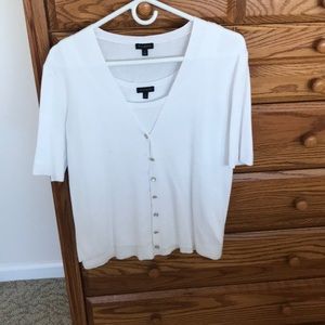 White shell with cardigan